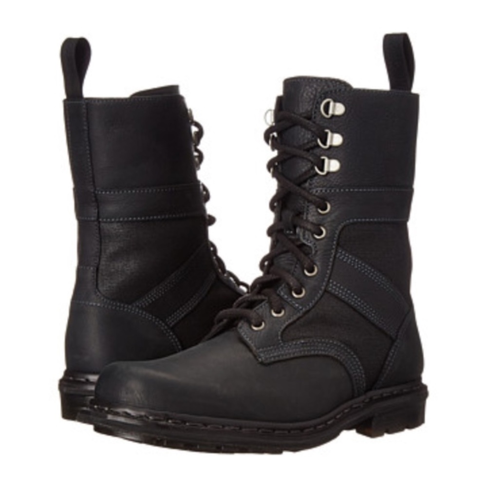 Dr. Martens Men's Arun 9-Eye Moto Biker Black Wyoming Boots US 10 Retail $240!!!